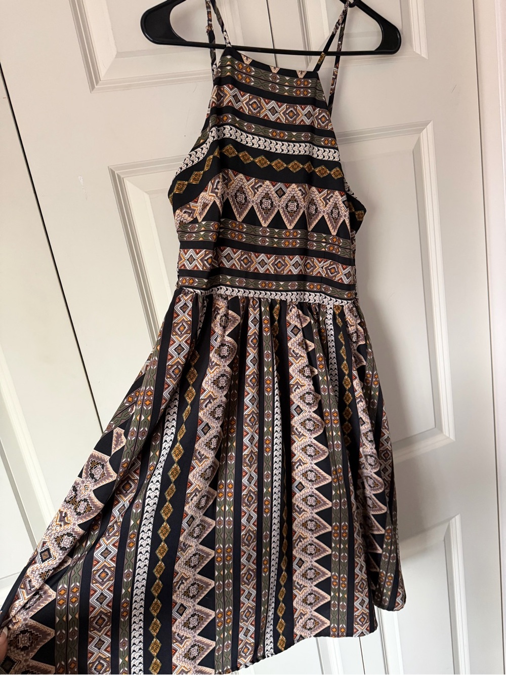 Black Geo-Print Strappy summer Dress